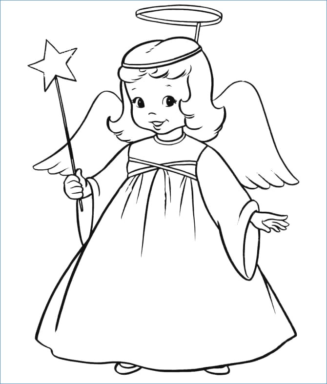 Little Christmas Angel On A Sleigh Coloring Pages 670x787 Little Christmas Angel On A Sleigh Coloring Pages