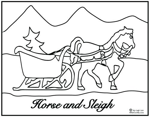 Winter Holiday Coloring Pages Horse And Sleigh Coloring Page 500x390 Winter Holiday Coloring Pages Horse And Sleigh Coloring Page