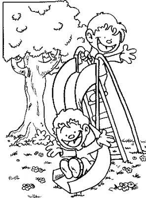 Free Coloring Page Kids On Slide 296x400 Free Coloring Page Kids On Slide