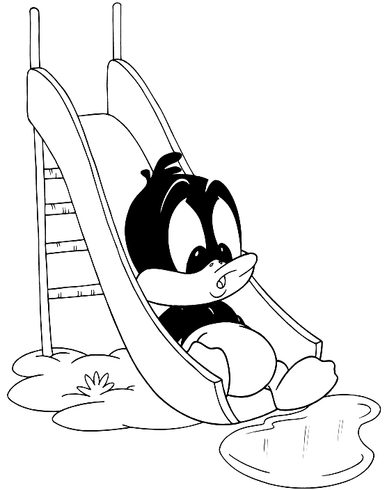 Drawing Baby Daffy Plays En La Slide (Baby Looney Tunes) Coloring Page 556x704 Drawing Baby Daffy Plays En La Slide (Baby Looney Tunes) Coloring Page