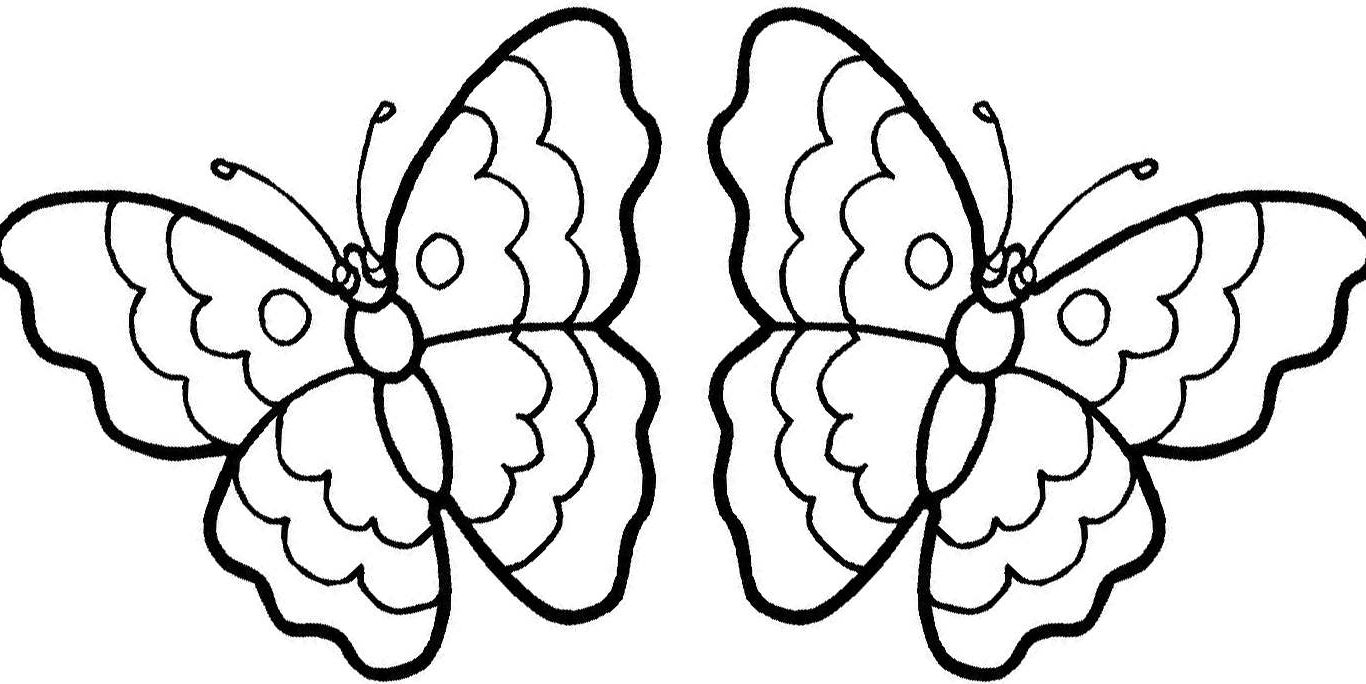 1366x684 Butterfly Coloring Pages Free Simple Kindergarten Monarch Print
