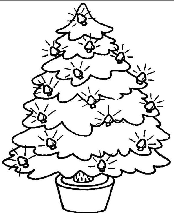600x735 Small Christmas Tree With Bulb Coloring Page