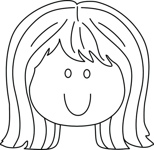 600x582 Girl Face Coloring Page Little Girl Smiling Face Coloring Page