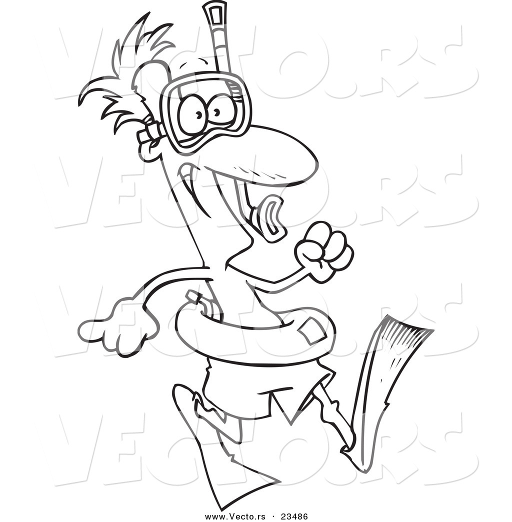 Cartoon Vector Of Cartoon Walking Snorkeler 1024x1044 Cartoon Vector Of Cartoon Walking Snorkeler