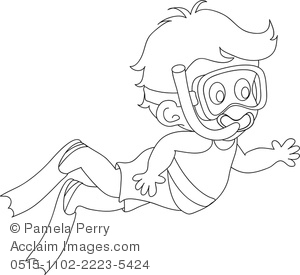 Clip Art Image Of A Cartoon Boy Snorkeling Coloring Page 300x275 Clip Art Image Of A Cartoon Boy Snorkeling Coloring Page