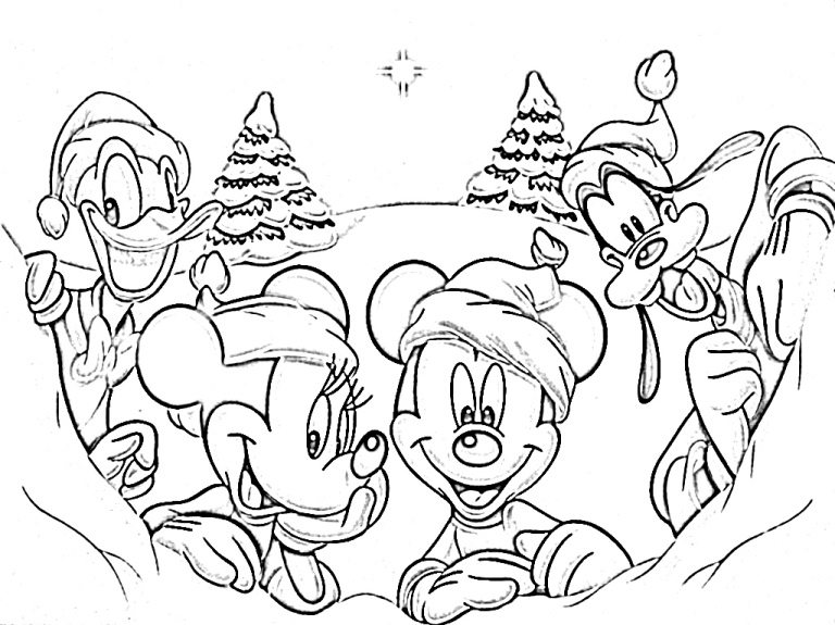 768x575 Mickey And Minnie In Winter Coloring Page Cartoon Pages