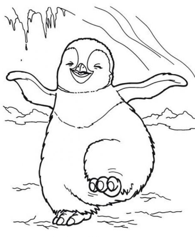 623x755 A Chub Penguin Dancing On The Snow Coloring Page Animal Coloring