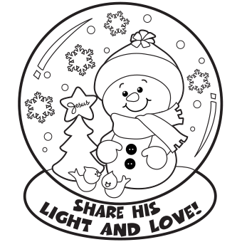 Snow Globe Coloring Page 340x340 Snow Globe Coloring Page