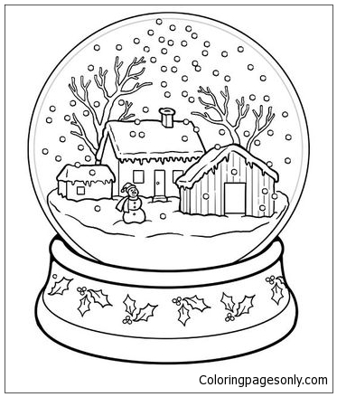 Snow Globe Coloring Page 373x439 Snow Globe Coloring Page