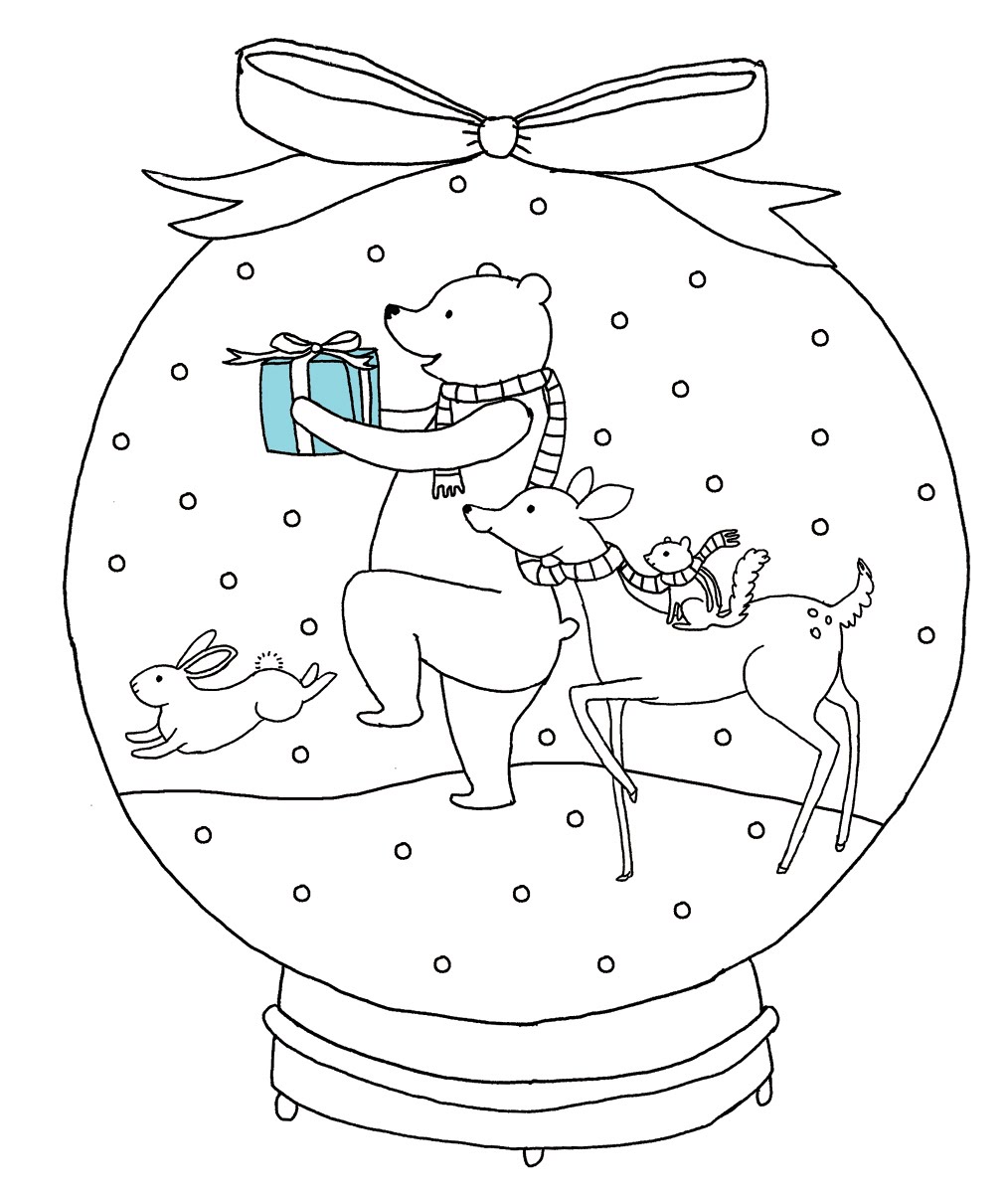 Snow Globe Coloring Page 1014x1200 Snow Globe Coloring Page