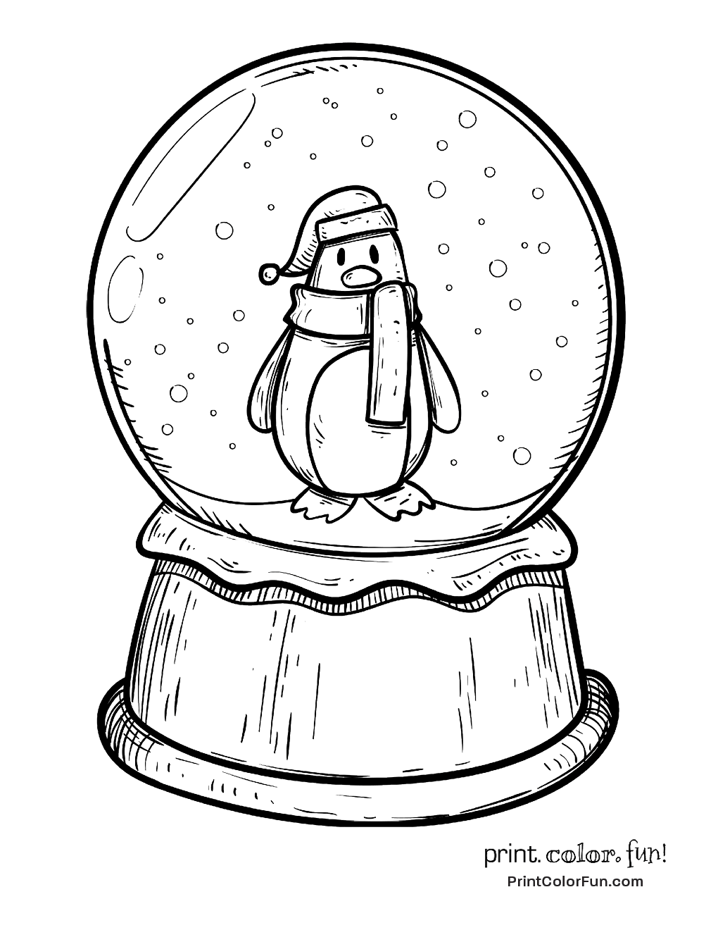 Snow Globe Coloring Page Christmas Snow Globe With Penguin 1020x1320 Snow Globe Coloring Page Christmas Snow Globe With Penguin