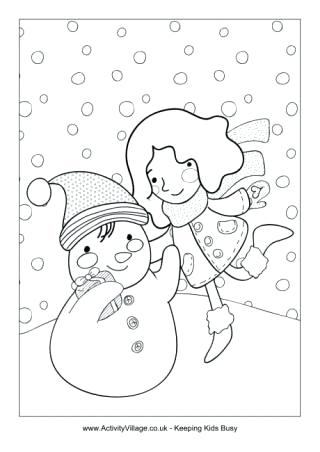 Luxury Winter Scene Coloring Pages And Building A Snowman 320x452 Luxury Winter Scene Coloring Pages And Building A Snowman