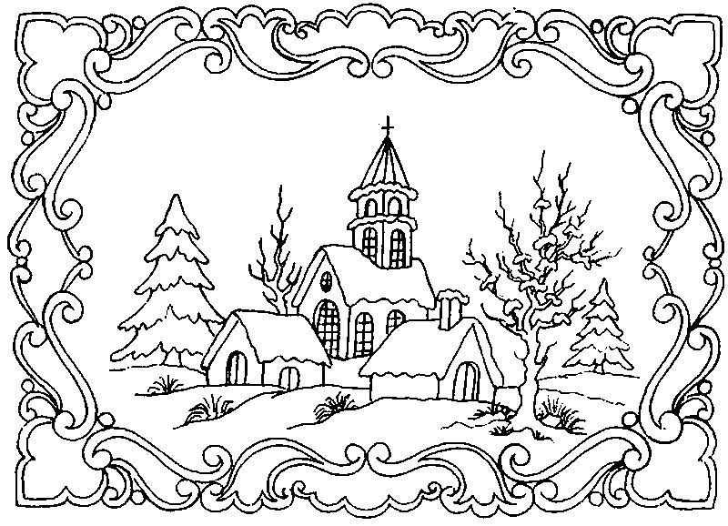 Winter Scene Coloring Pages For Adults 800x578 Winter Scene Coloring Pages For Adults