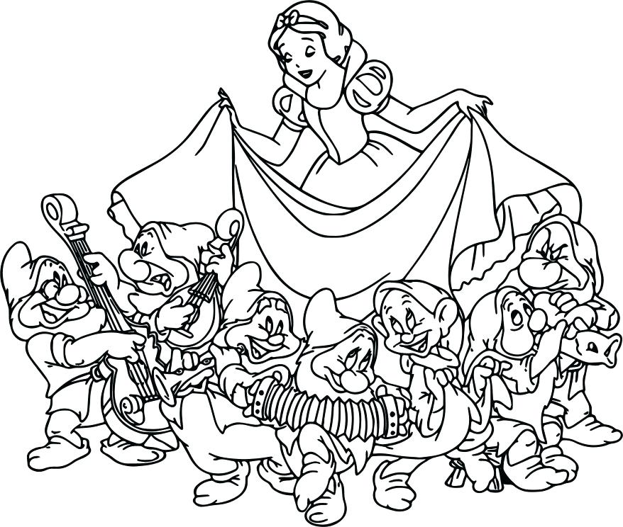 878x744 Interesting Seven Dwarfs Coloring Pages Snow White The Seven
