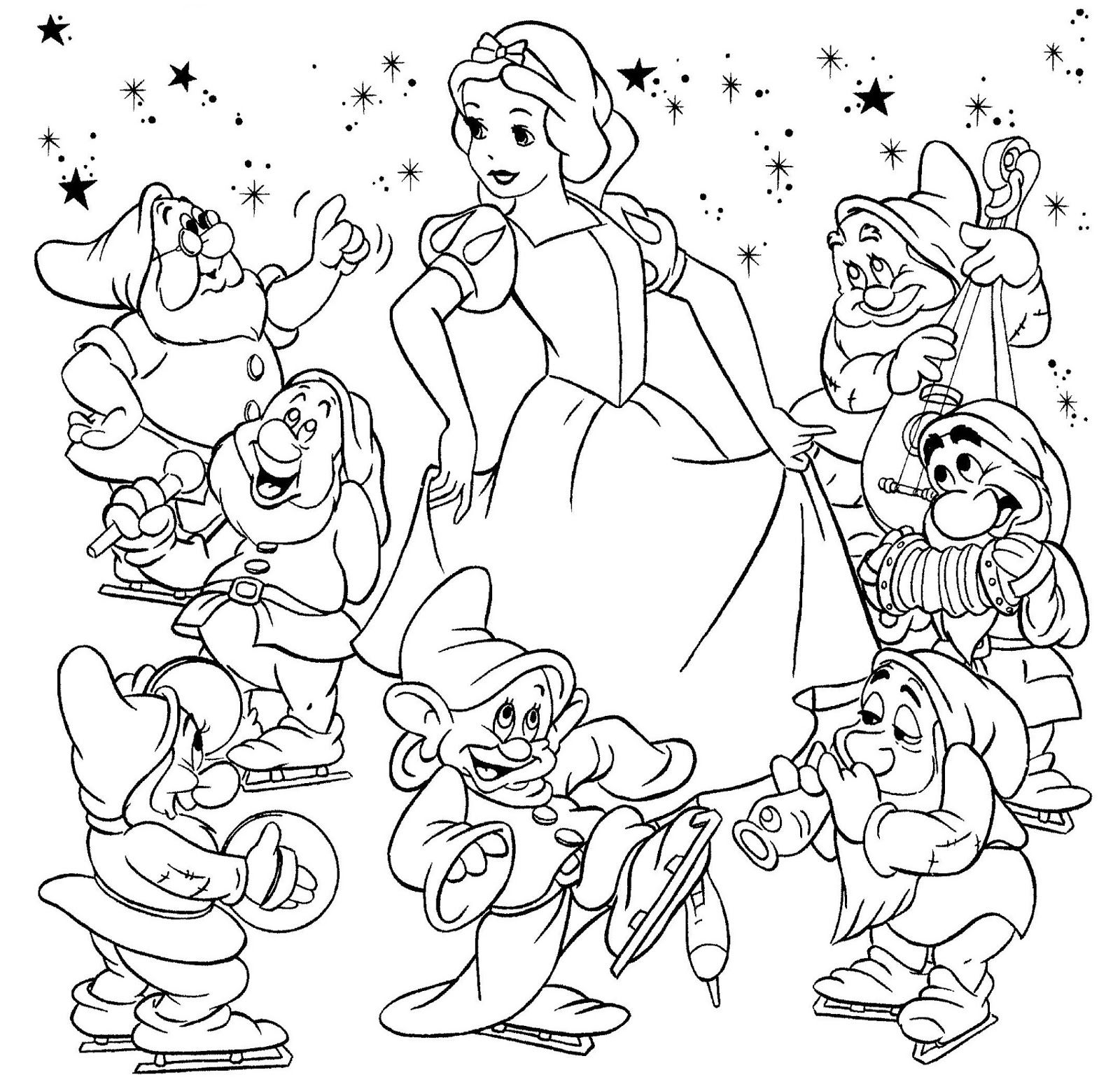 1600x1559 Printable And Download Snow White And The Seven Dwarfs Coloring