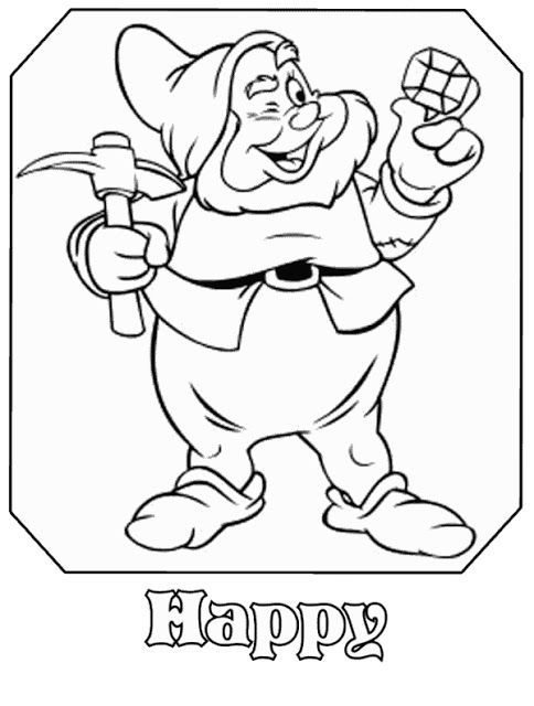 484x640 Coloring Pages 7 Dwarfs Happy