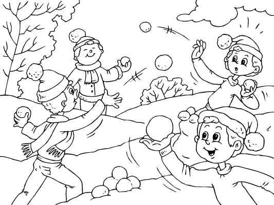 533x400 Snowball Fight! Have Fun Coloring Online Or Print. Just One