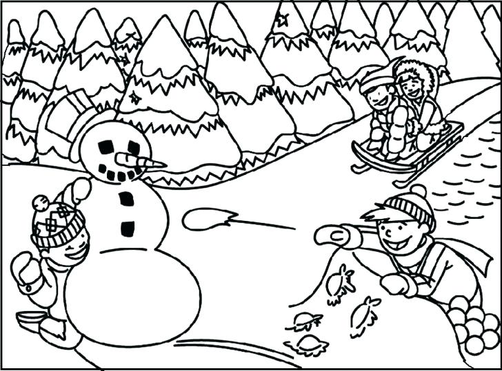 728x539 Coloring Pages Disney Stitch Sledding On Snow Winter Thanksgiving