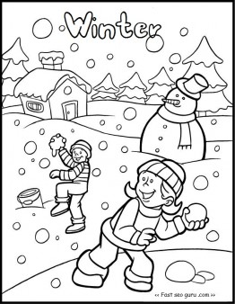 Printable Kid Snowball Fight Game Coloring Pages 262x338 Printable Kid Snowball Fight Game Coloring Pages