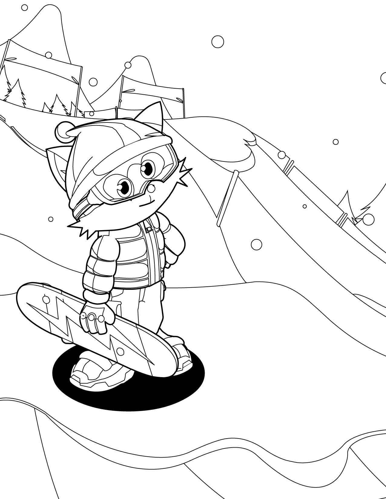 1275x1650 Snowboarding Coloring Page