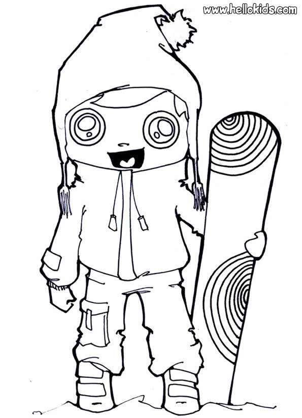 595x822 Snowboarding Girl Coloring Pages