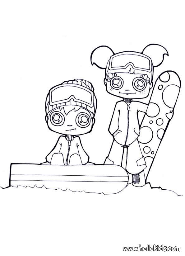 595x822 Snowboarding Kids Coloring Pages