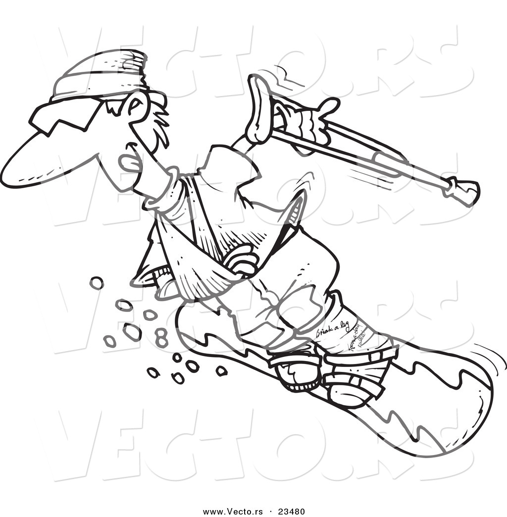 1024x1044 Cartoon Vector Of Cartoon Injured Snowboarder