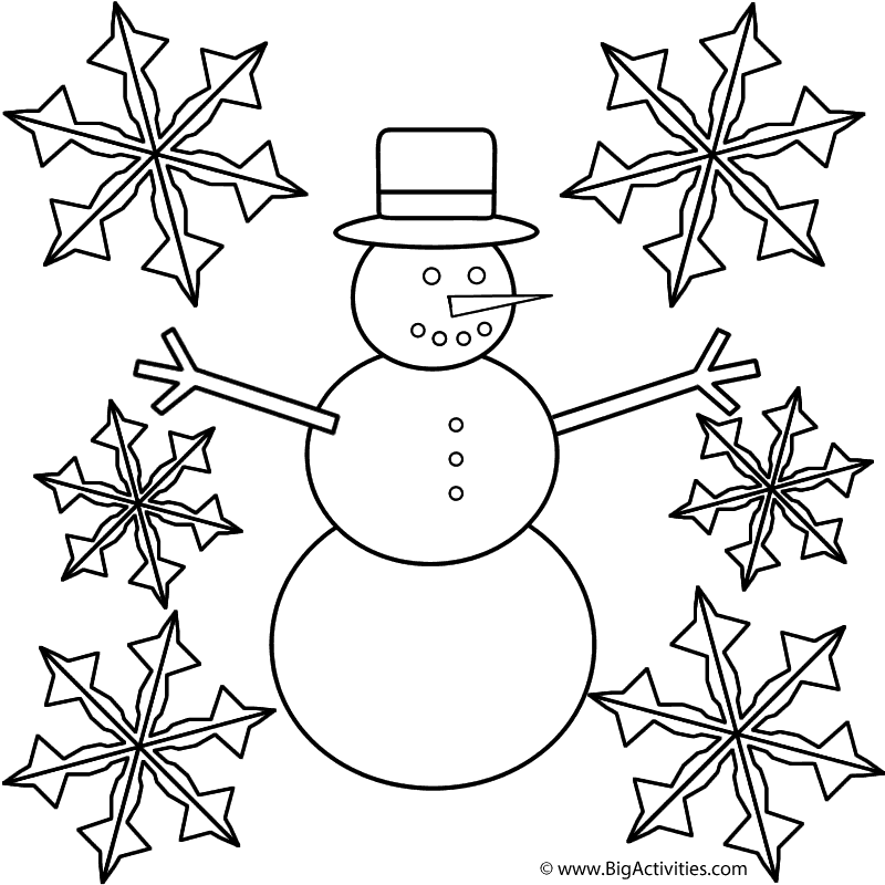 800x800 Snowman With Snowflakes