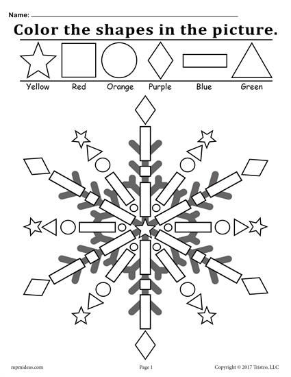 Free Snowflake Shapes Worksheet Amp Coloring Page! Shapes 425x550 Free Snowflake Shapes Worksheet Amp Coloring Page! Shapes