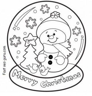 321x338 Christmas Snow Globe Whit Snowman Coloring Pages