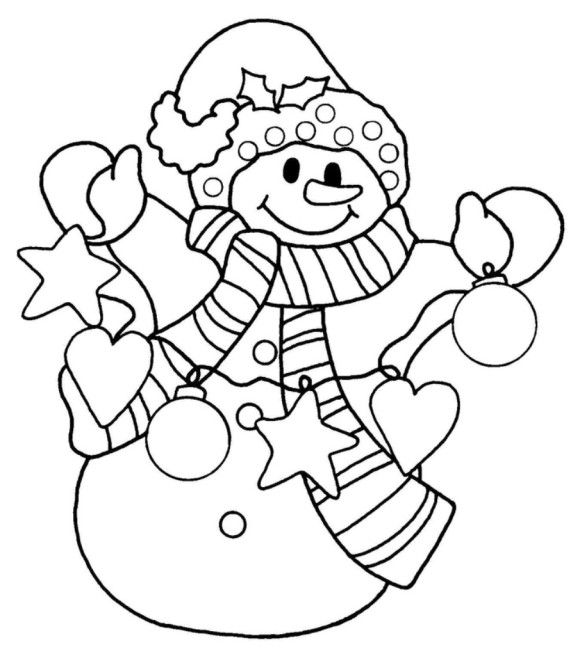 Snowman Christmas Coloring Pages For Kids 580x654 Snowman Christmas Coloring Pages For Kids