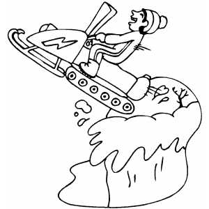 300x300 Boy Jumping On Snowmobile Coloring Page