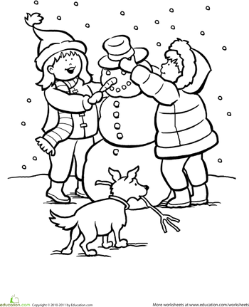 Snowy Day Coloring Page Worksheets, Activities And Color Activities 350x431 Snowy Day Coloring Page Worksheets, Activities And Color Activities