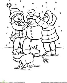 Children Playing Snow In Winter Coloring Page Winter 236x290 Children Playing Snow In Winter Coloring Page Winter
