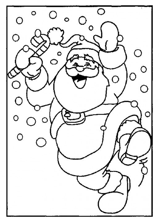 Santa Claus Feels Exciting On Christmas Snowy Day Coloring Pages 518x707 Santa Claus Feels Exciting On Christmas Snowy Day Coloring Pages
