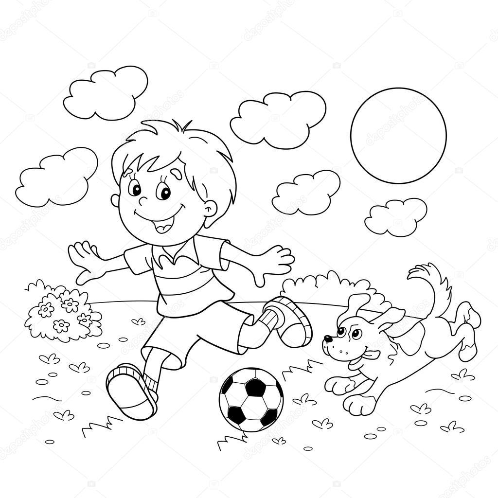 1024x1024 Astonishing Coloring Page Outline Of Cartoon Boy With A Soccer