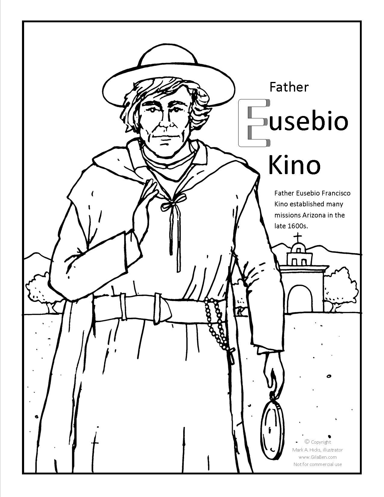 1275x1650 Father Kino Coloring Page