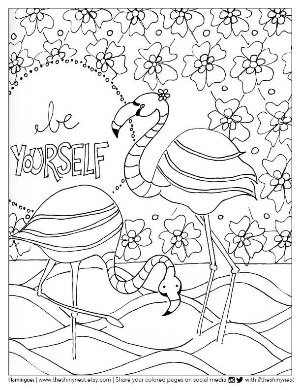612x792 Flamingo Coloring Page Free Printable + Coloring Video Tutorial