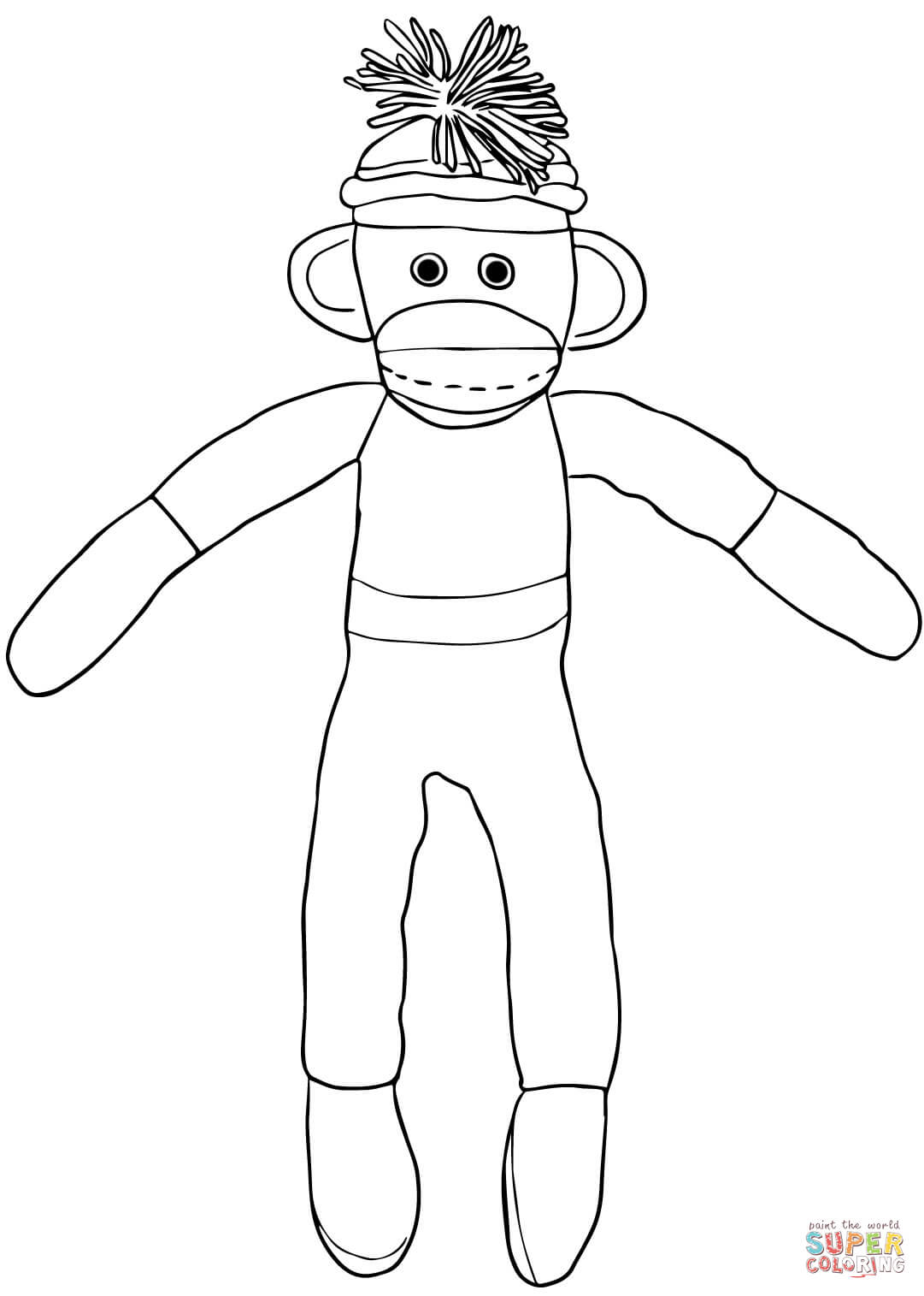 1081x1515 Christmas Sock Monkey Coloring Page Free Printable Pages Inside