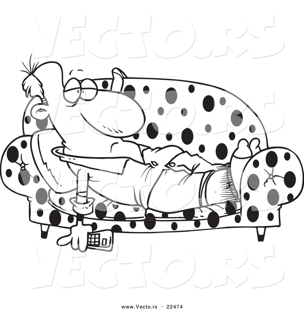 Vector Of A Cartoon Lazy Man Watching Tv On A Sofa 1024x1044 Vector Of A Cartoon Lazy Man Watching Tv On A Sofa