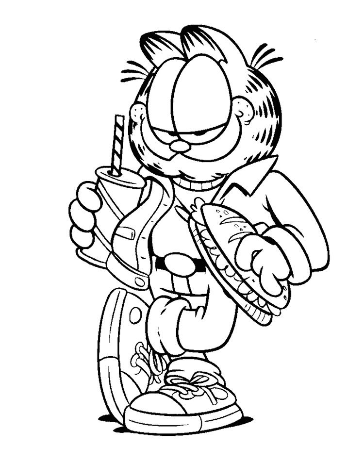 750x954 Garfield With Food Coloring Page Awesome Sauce