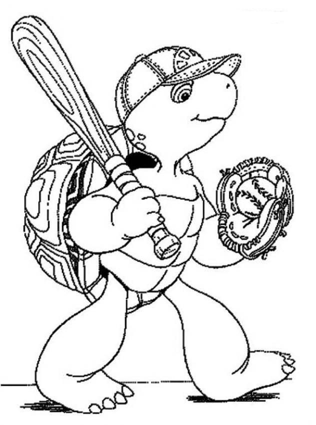 632x850 Franklin Playing Softball Coloring Page Animal Pages