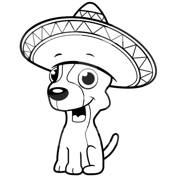 Chihuahua Dog Sitting And Wearing A Sombrero Coloring Pages 600x627 Chihuahua Dog Sitting And Wearing A Sombrero Coloring Pages