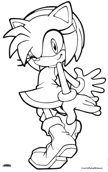 Amy Rose In Sonic Coloring Page Printable Japanese Anime 458x730 Amy Rose In Sonic Coloring Page Printable Japanese Anime