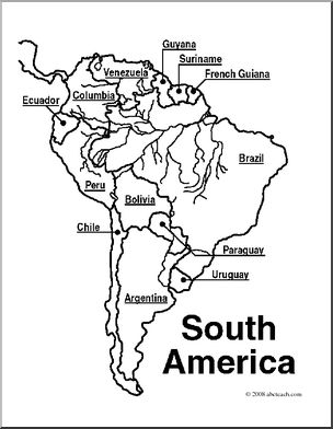 Clip Art South America Map (Coloring Page) Labeled I 304x392 Clip Art South America Map (Coloring Page) Labeled I