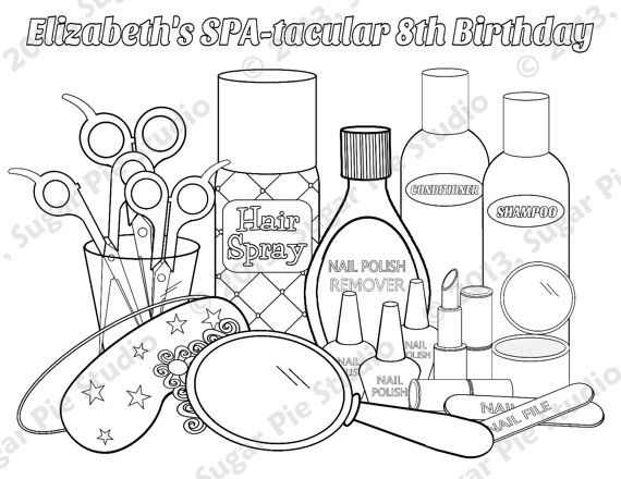 570x440 Personalized Printable Spa Party Favor Childrens Kids Coloring