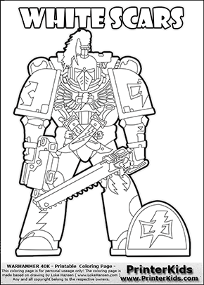 290x406 Coloring Page Showing A High Detail White Scars Space Marine