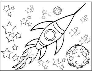 Space Rocket Coloring Page