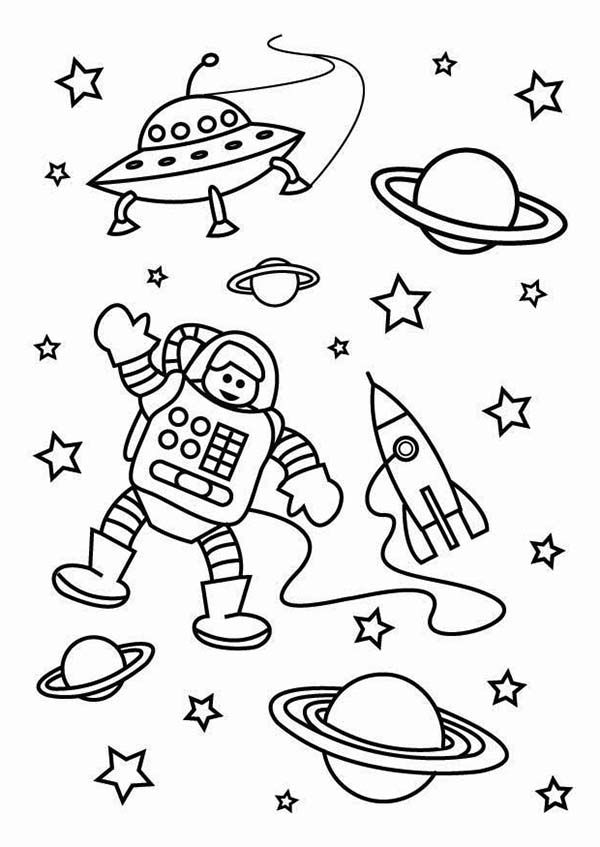 600x847 Astronaut, The Astronaut On The Outer Space Mission Coloring