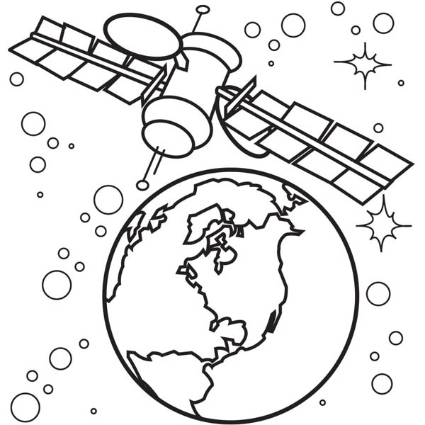 Satellite Of Spaceship Coloring Page 600x600 Satellite Of Spaceship Coloring Page
